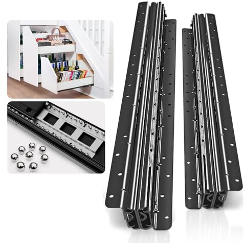 ToBeGreat Bottom Mount Heavy Duty Drawer Runners 400-900mm Under Stairs 120kg Load Capacity Undermount Heavy Duty Drawer Slides Ball Bearing Hidden Rails 1 Pair Black (400mm Closed, 900mm Extended)