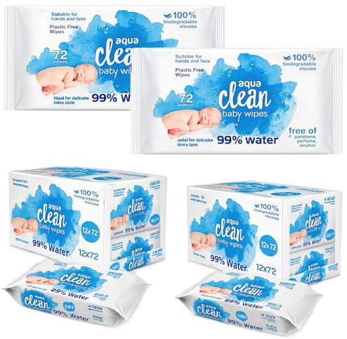 Greenfields 12 Pack Clean Plastic-Free Biodegradable Baby Wipes – 99% Purified Water, Ultra-Gentle & Chemical-Free Wet Wipes for Newborns, Sensitive Skin & Daily Baby Care – Fragrance-Free