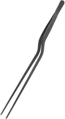 QUARKZMAN Pinzas de Cocina Acero Inoxidable 10 Pinzas de Cocina Finas | Juego de Pinzas Extra Largas, Para Cocinar Parrilla Hornear BBQ, Clip Negro