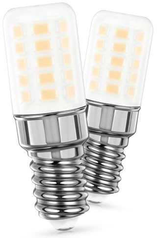 AGOTD Kühlschranklampe E14 LED 3W, 405LM Warmweiß 2700K, 2er Set | ersetzt 30W-50W Halogenbirne, 360° Abstrahlwinkel, 80Ra, für Kühlschrank, Nähmaschine, 230V AC