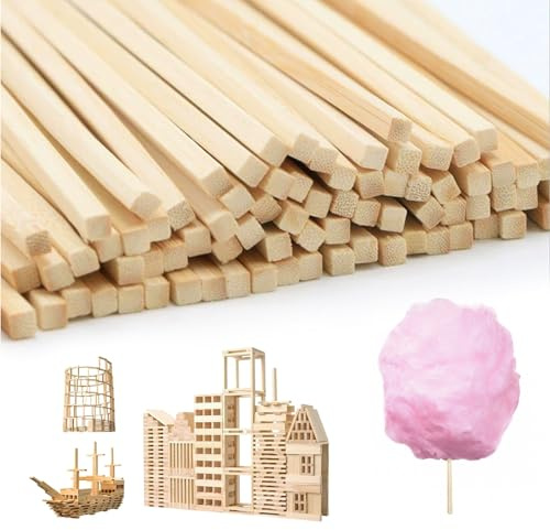AROMUJOY 1000 Piezas Palitos de Madera, 300 x 4 x 4 mm Palos Cuadrados de Madera, Varillas de Bambú para Manualidades, Listones de Bambú Natural para Bricolaje Modelismo Decorar