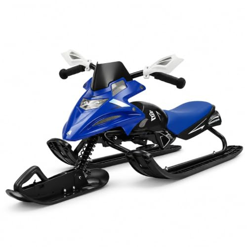 Lenkschlitten DREI Verstellbaren Gängen Schlitten mit Fußnotbremse Kinderschlitten Skibob Schneeschlitten Skischlitten Tragfähigkeit 80kg für Kinder ab 3 Jahren 124x51x43,5cm