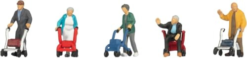 NOCH Figuren „Senioren mit Rollator“, Modellbahn Rentner, H0 Figuren für realistische Alltagsszenen