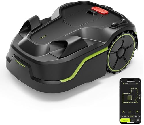 WEIMILOR Robot Tondeuse sans Fil Périphérique avec Navigation Visuelle, Détection d'obstacles 600-800 m², Robot Tondeuse Gazon avec Batterie(4Ah), Peigne à Herbe, Lames de Rechange