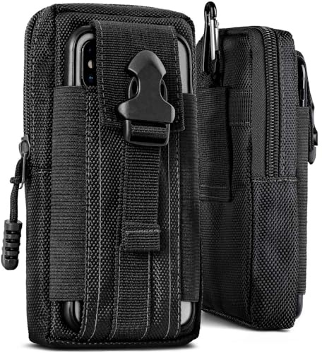 ONEFLOW Survival Case für Oppo Reno14 5G Handy Gürteltasche aus Nylon mit Karabiner, Taktische EDC Tasche mit Gürtel Halterung, Etui Handyhülle Outdoor Handytasche, Schwarz