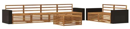 vidaXL Outdoor-Sofagarnitur 7 pcs Natur Massivholz Akazie, Garten-Lounge, modernes Outdoor-Sofa, modulares Set für Terrasse, Bequeme Sitzmöbel