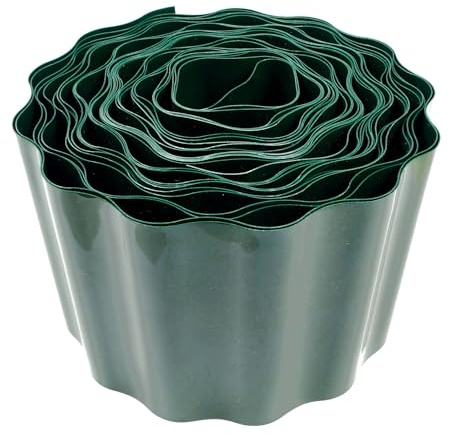 Jardinion Rasenkanten für Beeteinfassung 9m x 15cm Grün | Beetumrandung aus PET, Wurzelsperre, Umrandung Rasen oder Gartenbeet, breiter Anwendungsbereich
