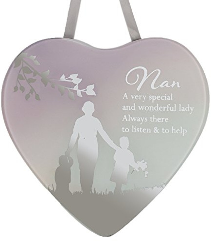 Reflections Mirror Glass Hanging Heart Plaque Gift – Nan A special lady, one size, Purple