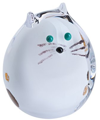 Caithness Glass Purrfect White Spotty Kitten Paperweight | White | 80mm x 70mm | Handcrafted in Scotland | This white kitten with black spots warms its paws inside a crystal dome| Ornamental | Boxed