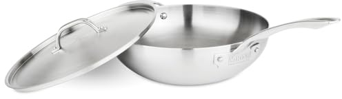 Viking Culinary Professional 5-lagige Edelstahl-Kochpfanne, 30,5 cm, inklusive Stahldeckel und ergonomischem Griff, spülmaschinenfest, ofenfest, funktioniert auf allen Herdarten einschließlich