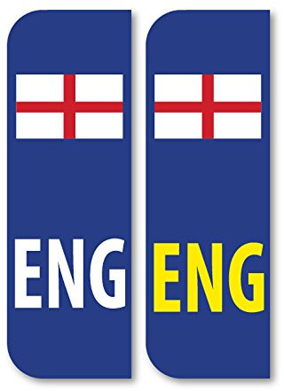 Pack of 2 ENG England Flag Car Number Plate vinyl stickers 104mm by 35mm