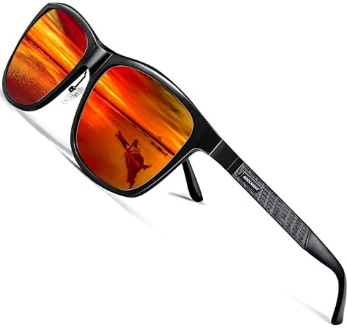 ROCKNIGHT polarisierte HD übergro?e rote reflektierende Sonnenbrille Bootfahren Sonnenbrille Mode Metallrahmen