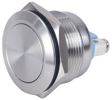 Larcele 22mm Impermeable Momentáneo Pulsador Botón Pulsador Metal con Terminal de Tornillo,1 Pieza JSANKG-14