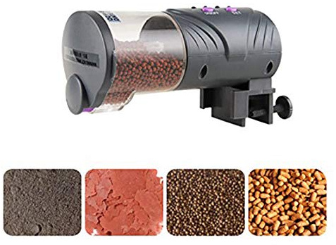 Automatic Fish Feeder, Aquarium Fish Tank Auto Timer Feeding Food Dispenser Vacation&Weekend Goldfish Tortoise Feeding Machine (Grey)