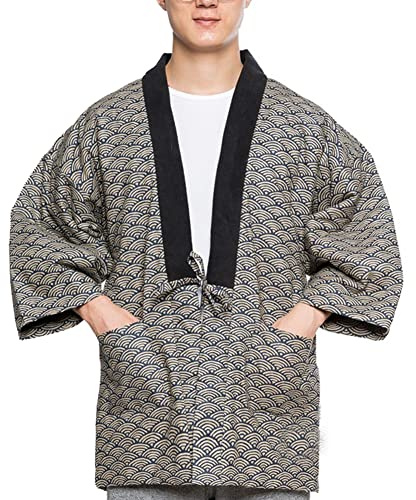 thefancypumpkin Unisex Cotton Kimono Jacket Japanese Retro Warm Thick Coat-C7
