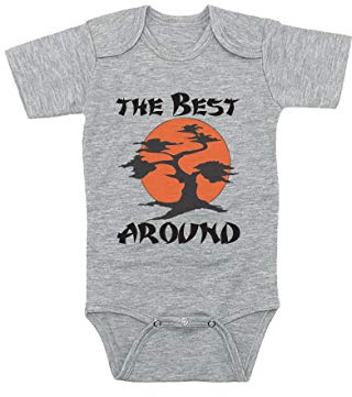 TeeNow - The Best Around - Karate Kid Inspired Baby Infant Bodysuit - Boy/Girl (3-6 Months, Grey)