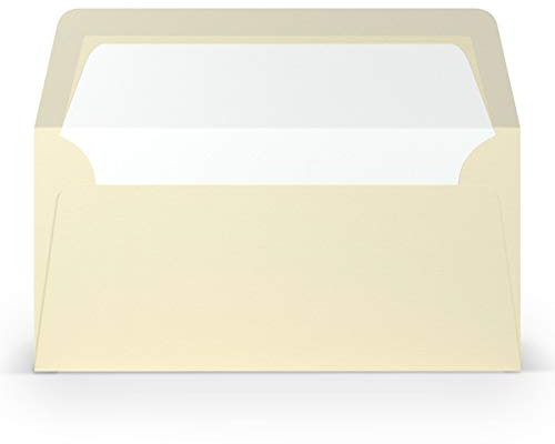 PAPERADO 50 Briefumschläge DIN lang/DL - Chamois gerippt Creme Beige - 100 g/m² Kuvert ohne Fenster 22 x 11 cm - Umschläge mit Nassklebung gerader Klappe