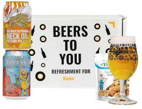 Personalised Beavertown British Craft Beer Gift Set with Glass – Premium Selection of Ales and IPAs, Unique Alcohol Gift for Him or Her, Ideal for Birthdays, Christmas, Father’s Day & More
