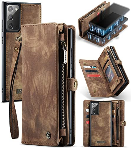 UFinetech 2-in-1 Luxus Samsung Galaxy Note 20 Hülle Case Tasche Magnetische Gute Flip Kartenfach Kette Reißverschluss Leder TPU Abnehmbar Samsung Galaxy Note 20 5G Cover Handy Stylish Cute Wallet 2020