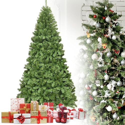RELAX4LIFE Árbol de Navidad de PVC Ignífugo 180/225 cm con 928/1346 Ramas, Árbol de Navidad con Soporte Plegable de Metal y Apertura Automática para Casa, Tienda, Oficina, Verde (180 cm)