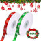 Nastro Raso Natale, 2 rotoli Nastri Natalizi Nastro Regalo di Natale Rosso Verde 10mm con Fiocco di Neve, Totale 44M Natalizie Decorativo Nastri per albero di Natale/Confezioni Regalo/fiocchi/Feste