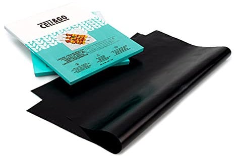CELI&GO 4 Tapis de Cuisson BBQ Barbacue Plaque Feuilles de Cuisson Four Feuille Grill Anti-Adhésifs, Réutilisables, Lavables, Sans PFOA, Évite la Contamination Croisée – 60 x 40 cm, 1000 utilisations
