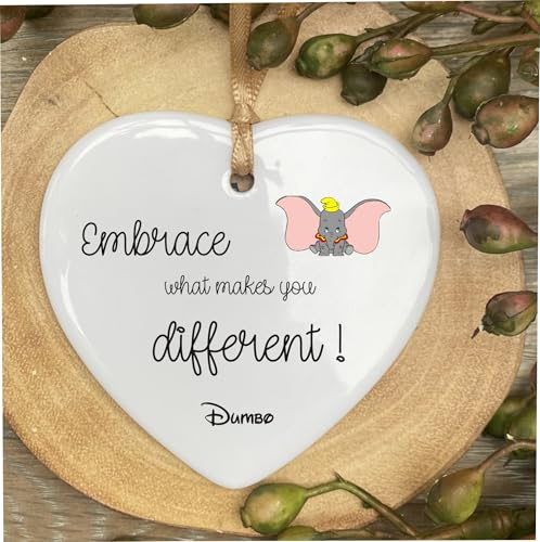 the sticker studio ltd Walt Disney Dumbo Makes Difference Holzschild in Herzform, Geschenk HTC154
