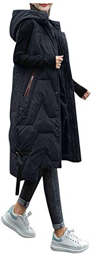 HHMY Steppweste Für Damen: Langer Wintermantel Weste Mit Kapuze Ärmellos Warmer Daunenmantel Mit Taschen Steppweste Daunenjacke Steppjacke Übergangsjacke, S - 5XL