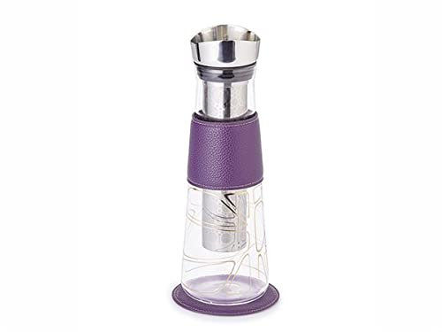 NEU teemando® Eve Glaskaraffe „Copper Tee-/Kaffeezubereiter aus Glas mit Edelstahlsieb und -deckel. Mit Untersetzer 1,25 l, H 30 cm, Ø 10 cm