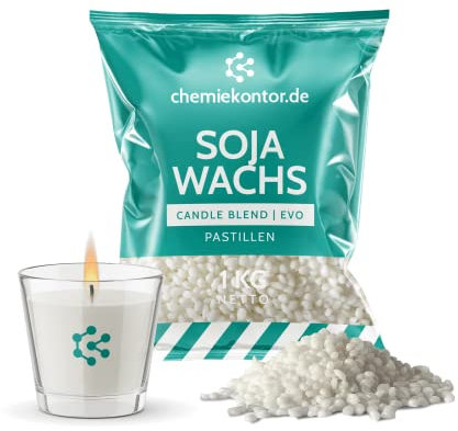 chemiekontor.de – Sojawachs, paraffinfrei, vegan, Premiumqualität, 100% natürlich, 1 kg