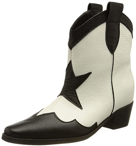 L37 HANDMADE SHOES Stivali da Cowboy, Scamosciata, Fodera in Pelle, Scarpe Fatte a Mano, Cielo Pieno di Stelle, Western Boot Donna, Nero/Bianco, 36 EU