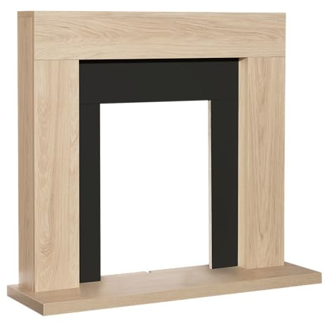 Adam Malmo Fireplace in Oak & Black, 39 Inch