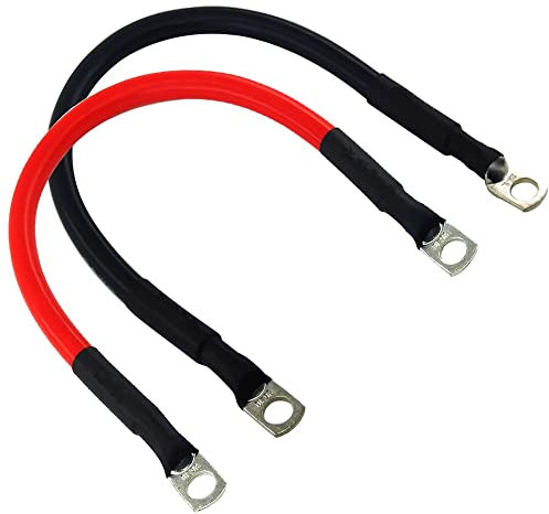 Gebildet 30cm Cable Inversor de Batería, 12V-24V, 25mm², 3AWG (Máx. 125A), Cable de Batería Rojo y Negro, Cables de Batería de Coche con Terminales de Anillopara Camión, Motocicleta, RV, Marino