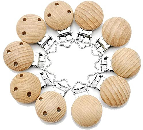 10 Stück Holz Schnullerketten Clips Schnuller Clip Holzklammern Schnuller ,Schnullerclips,