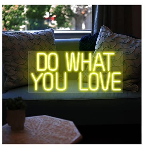 Neon light sign,LED Neon Sign Do What You Love Neon Sign,Custom Handmade Led Visual Bar Wall Light Up Sign Neon Decor for Room Party Wall Decor (Color : Lemon Y