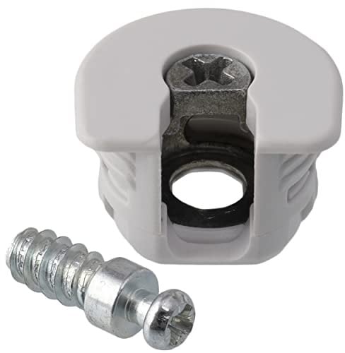 AERZETIX - C65768 - Lot de 30 ferrures d'assemblage à excentrique encastrée + 30 goujon Ø6x20 mm - pour panneau de 18 mm - en acier - couleur blanc - menuisier meuble bois MDF mélaminé placard