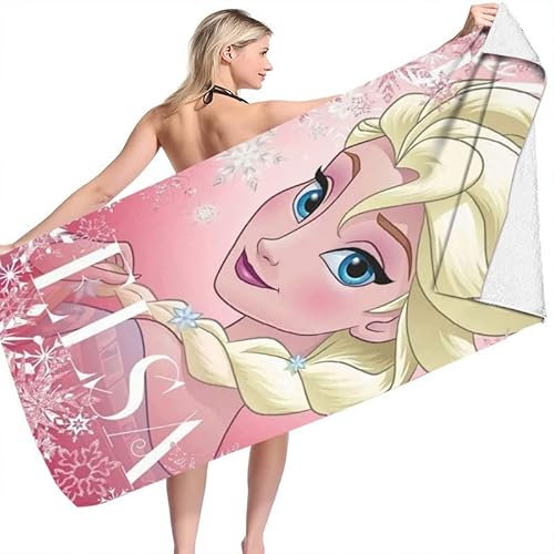 STENUA Frozen Prinzessin Badetuch, Eiskönigin ELSA Strandtuch Badetuch Prinzessin Mädchen Strandtuch Schwimmen Duschtuch Handtuch Badelaken Saunatuch 70 x 150 cm (Superfeine Faser)