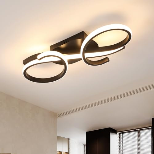 Comely Deckenlampe LED Deckenleuchte, Küchenlampe Schwarz 36W 4000LM 3000K Deckenbeleuchtung für Schlafzimmer Wohnzimmer Badzimmer Flur