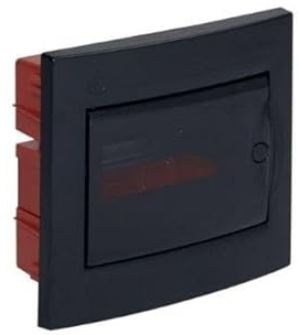 Meuble encastré 8 modules avec cadre noir et porte fumée 255 x 215 x 80 mm IP40 FAEG - FG14708