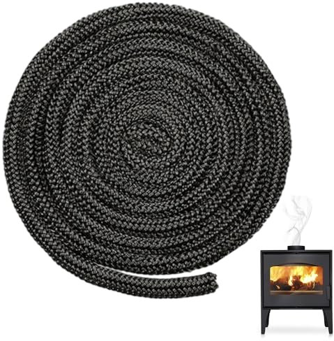 BNGXR Dichtung Glasfaserschnur Türdichtung Ofen, 2,5 m Dichtschnur Ø 10 mm Kamindichtung, Ofendichtschnur Ofentürdichtung, Dichtungsband für Kaminofen Dichtschnur Dichtungsband für Kamin Smoker Ofen