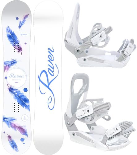 RAVEN Snowboard Set: Snowboard Mia White + Bindung s230 White (143cm + S230 White S/M)
