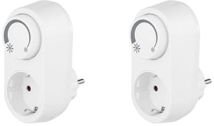REV Dimmer, LED Dimmer Adapter mit Steckdose 1fach, Helligkeitsregler, weiss (Packung mit 2)