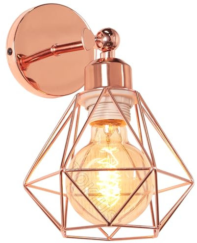 TOKIUS Applique Murale Interieur Vintage Industrielle Plafonnier Luminaire E27 en Métal Lampe Murale Industrielles Rétro Réglable 180° éclairage Mural Cuisine Salon (Or rose-1pcs)