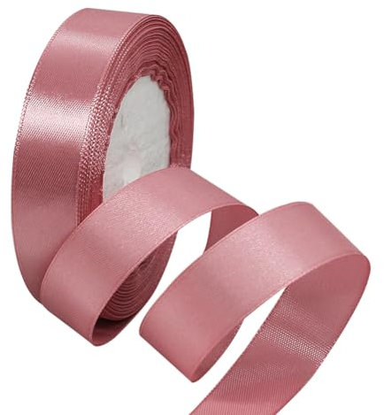 Roségold Satinbands 15mm Breit, 22 Meters Schleifenband, Geschenkband für Geschenkverpackungen, DIY Handwerk, Blumensträuße, Nähprojekte, Schleifenherstellung, Geburtstags- und Hochzeitsdekorationen