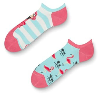 Dedoles Calzini Unisex Donna Uomo & Bambini Calze Cotone con tanti Design divertenti sinistra destra diversi, colore: Rosa, disegno: Fenicotteri intrecciati (sneaker), taglia: 39-42
