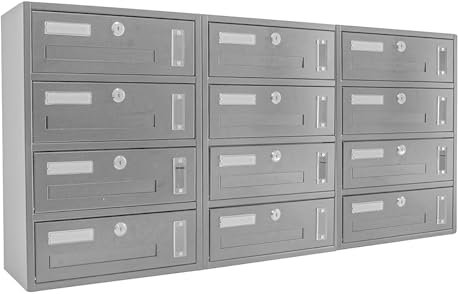 La zappa Cassetta postale condominiale da muro buca lettere componibile Made in Italy (Argento, 12 Posti)