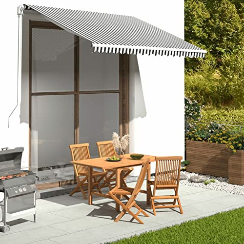 Mengtu Markisenbespannung Markisentuch Ersatz-Markisenstoff Ersatz-Bezug für Markise Markisenbespannung Sonnenschutz Ersatzstoff mit Volant ohne Rahmen Anthrazit und Weiß 3x2,5 m Garten Möbel