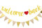 Glitzer Welcome Back Girlande mit Wimpel, Willkommen Zuhause Banner Gold, Papier Willkommen Zurück Girlande, Welcome Home Deko, Herzlich Willkommen Girlande für Einschulung, Klassenzimmer,Familie Deko