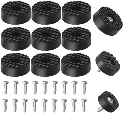 Glarks 24pcs vissé Ensemble de Pieds en Caoutchouc 30mm Noir Protection de Sol antidérapant Tapis de Meubles pour Meubles, appareils électroniques et électroménagers