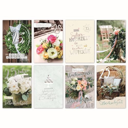 Skorpion 50 Grußkarten Glückwunschkarten Silberhochzeit Silberhochzeitskarte Hochzeit Jubiläum Glückwünsche mit weißen Umschlägen